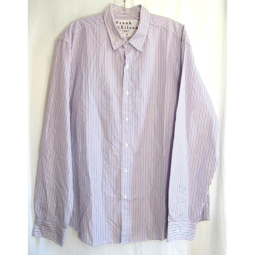Frank & Eileen Finbar White Striped Button Down Long Sleeve Shirt Size XL NWOT